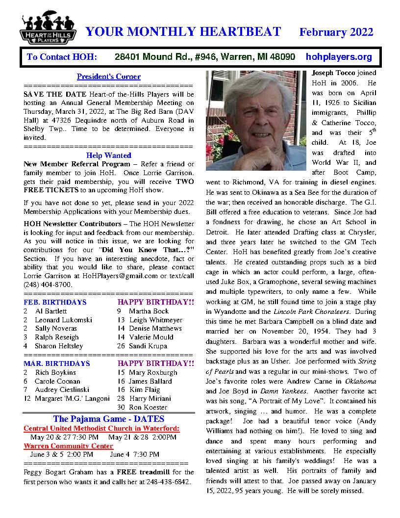 Click to download February 22 Newsletter