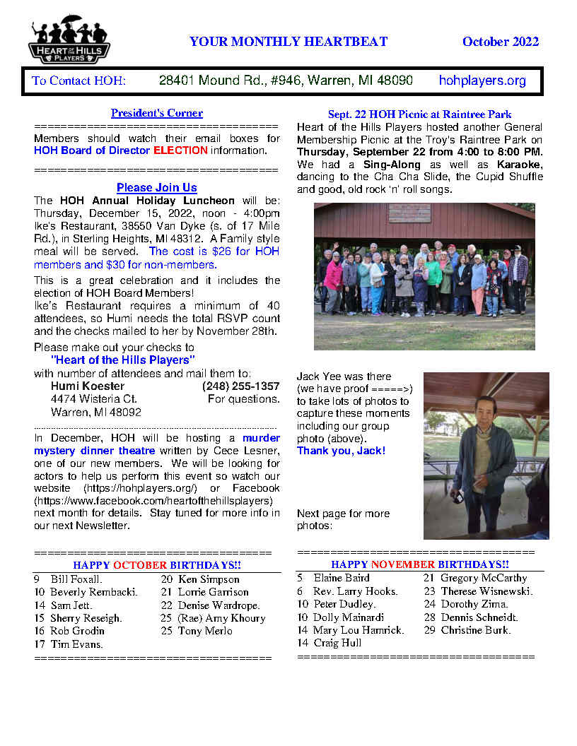 Click to download Aug 22 Newsletter
